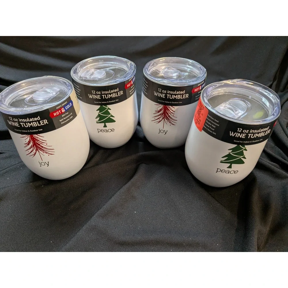 Set Of 4 12oz Stainless Steel Wine Tumbler Rose Quartz Gloss Cambridge